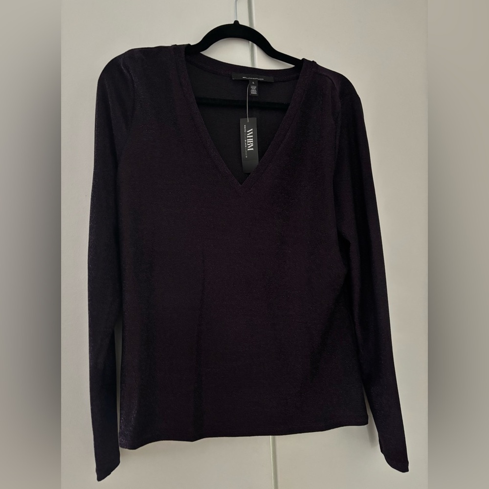NWT WHBM V-Neck Long Sleeve Top - Purple